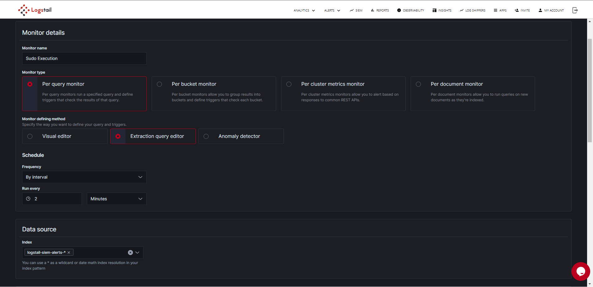 Create Alert Monitor