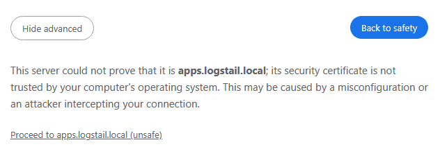 Academy VM connection warning - Advanced