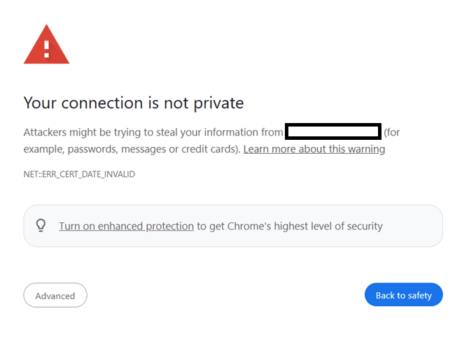 Academy VM connection warning
