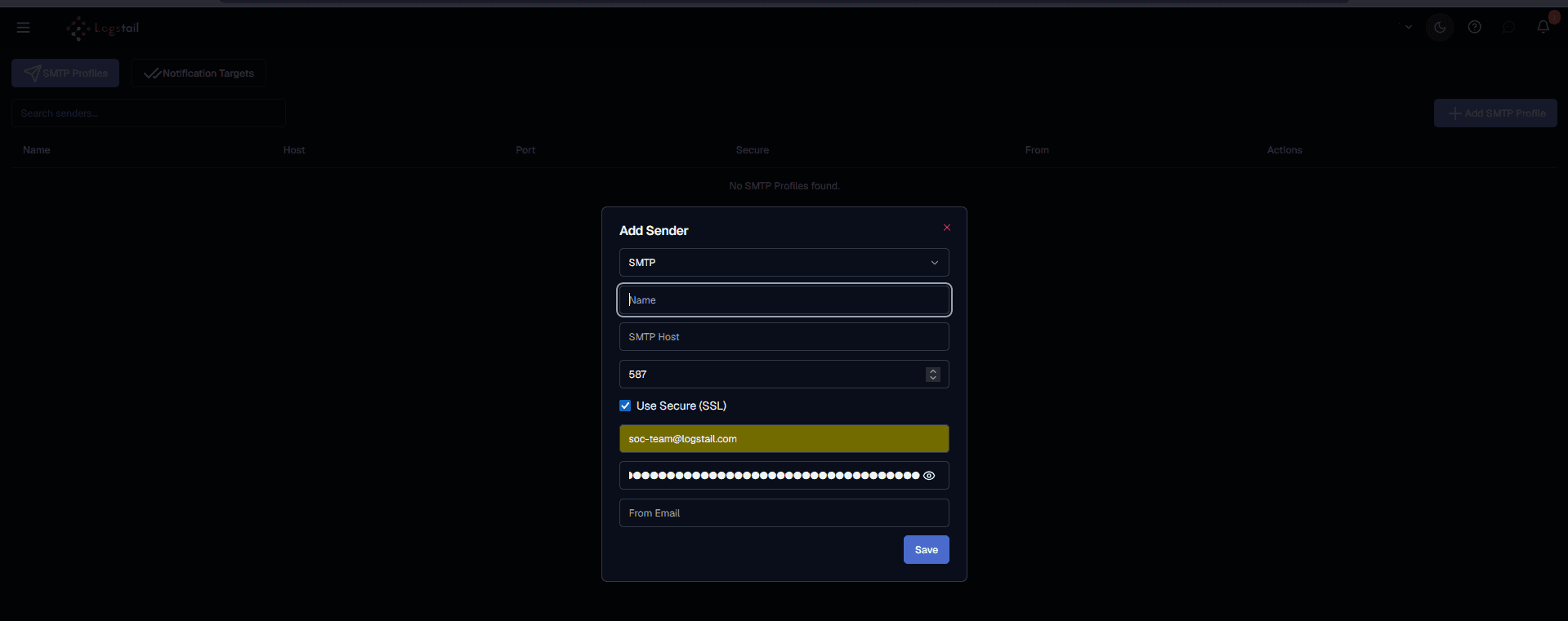 Add SMTP Profile