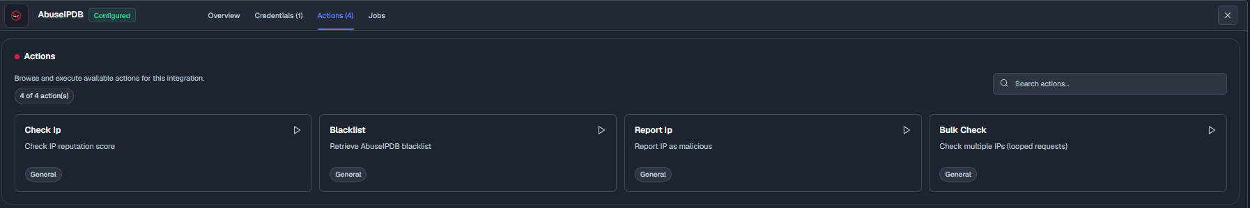 Actions Tab
